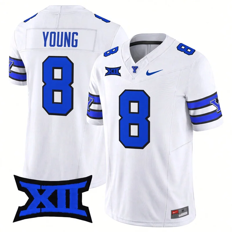 BYU Cougars #8 Steve Young White 100Th Anniversary College Football Throwback Jersey