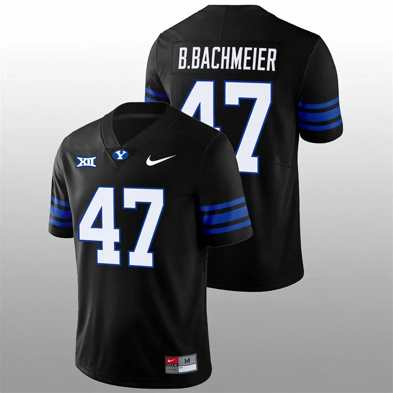 BYU Cougars #47 Bear Bachmeier Black College Football Game Jersey