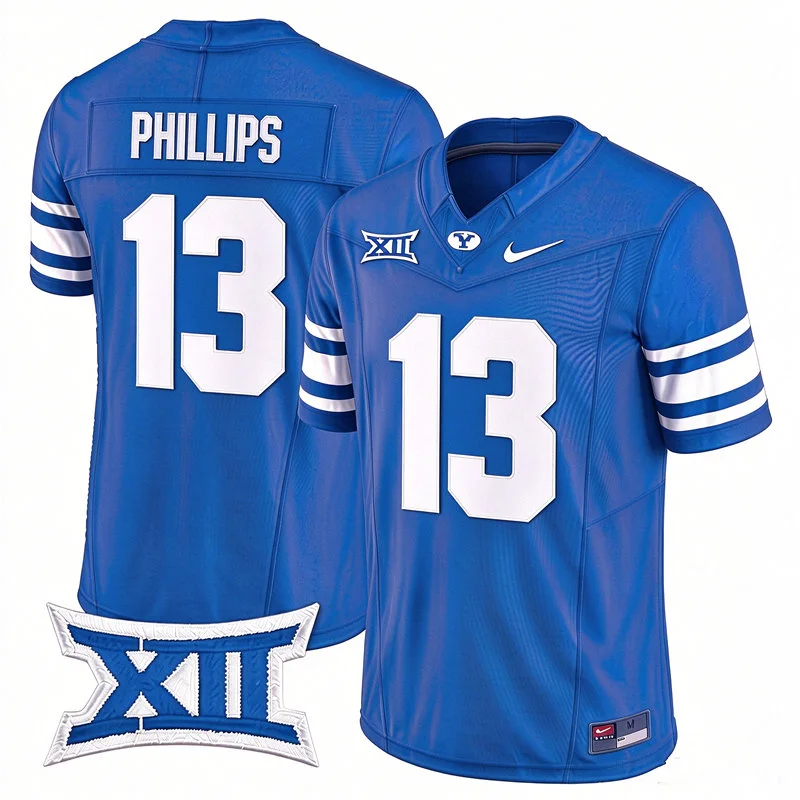 BYU Cougars #13 Jojo Phillips Royal College Football Game Jersey