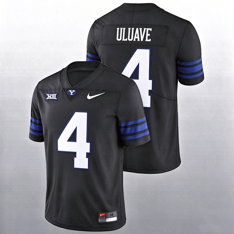 BYU Cougars #4 Cade Uluave Black College Football Game Jersey