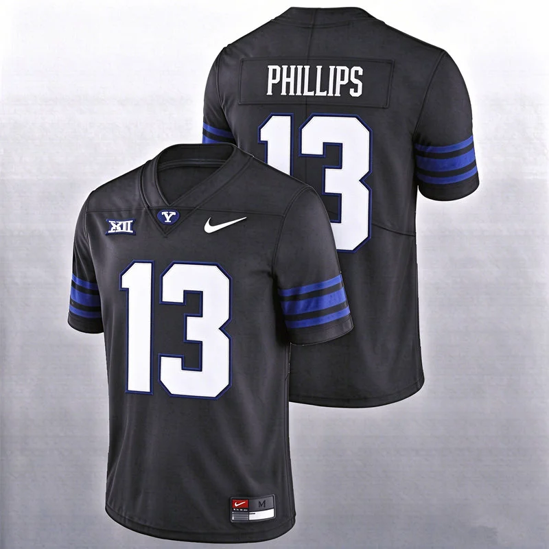 BYU Cougars #13 Jojo Phillips Black College Football Game Jersey