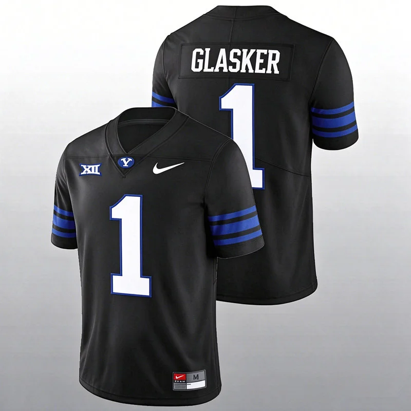 BYU Cougars #1 Legend Glasker Black College Football Game Jersey