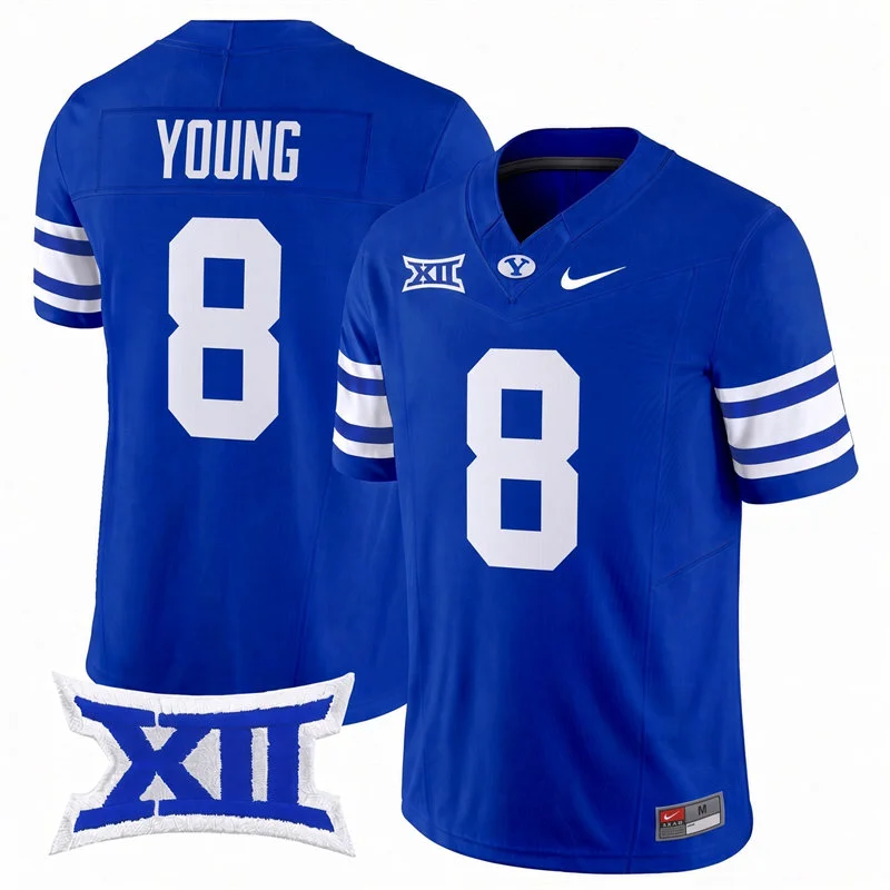 BYU Cougars #8 Steve Young Royal College Football Game Jersey