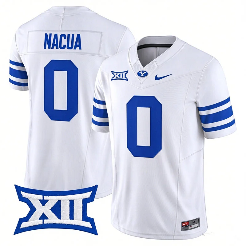 BYU Cougars #0 Tei Nacua White Royal College Football Game Jersey