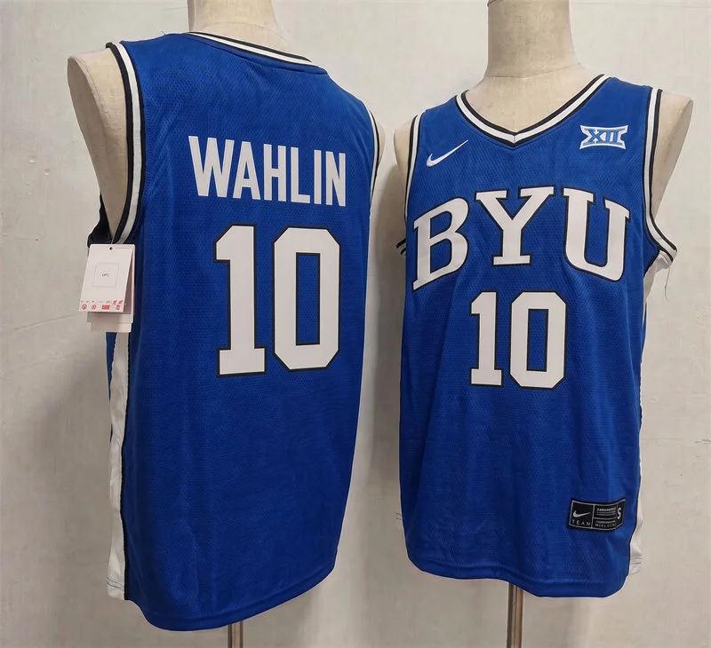 BYU Cougars #10 Jake Wahlin 2026 Royal Basketball Game Jersey