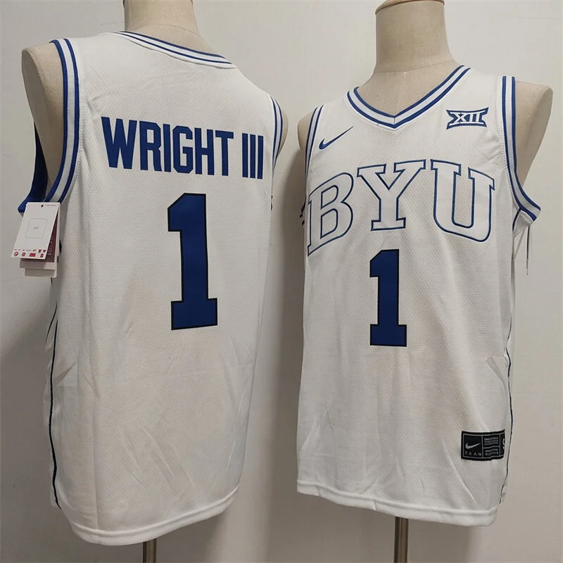 BYU Cougars #1 Robert Wright III 2026 White Basketball Game Jersey