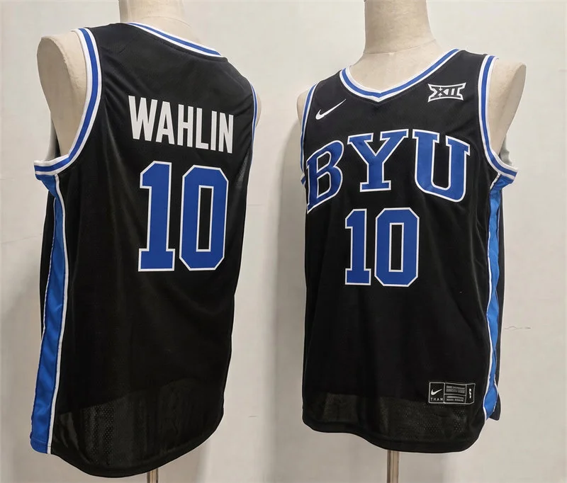 BYU Cougars #10 Jake Wahlin 2026 Black Basketball Game Jersey