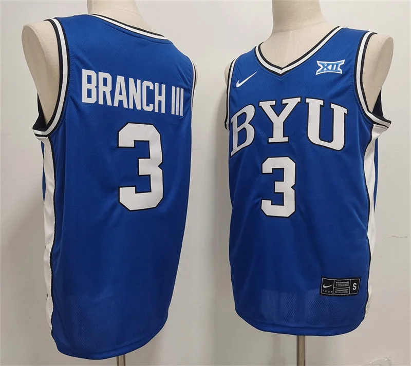 BYU Cougars #3 Bruce Branch III 2026 Royal Basketball Game Jersey