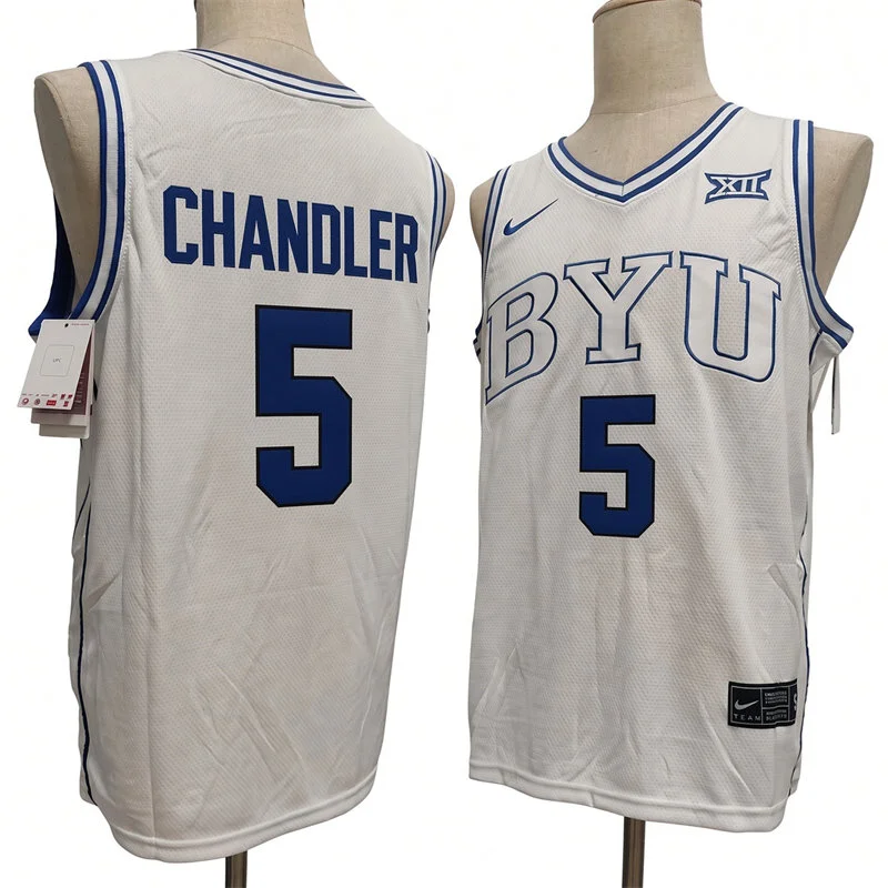 BYU Cougars #5 Collin Chandler 2026 White Basketball Game Jersey