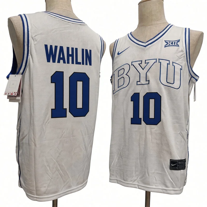 BYU Cougars #10 Jake Wahlin 2026 White Basketball Game Jersey