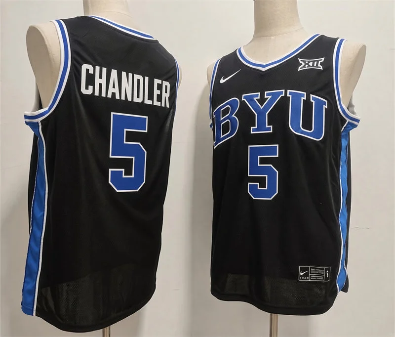 BYU Cougars #5 Collin Chandler 2026 Black Basketball Game Jersey