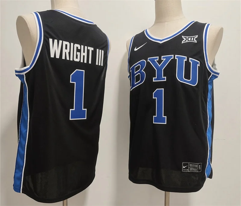 BYU Cougars #1 Robert Wright III 2026 Black Basketball Game Jersey