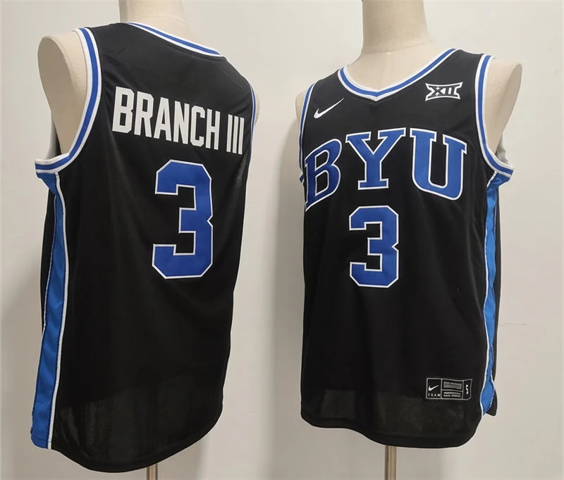 BYU Cougars #3 Bruce Branch III 2026 Black Basketball Game Jersey
