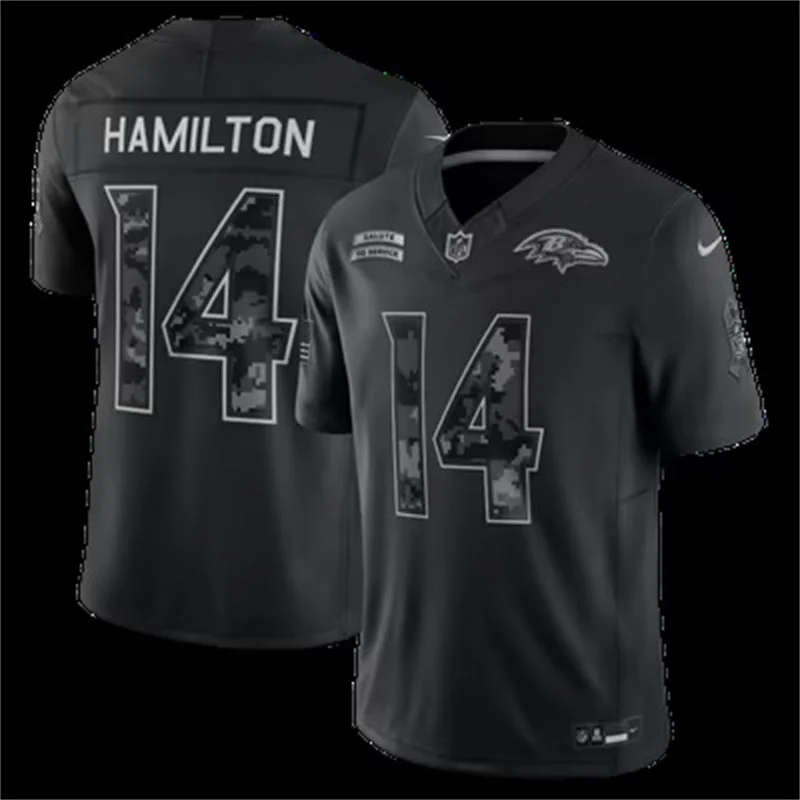 Men's Baltimore Ravens #14 Kyle Hamilton Black 2026 Salute to Service Limited Jersey