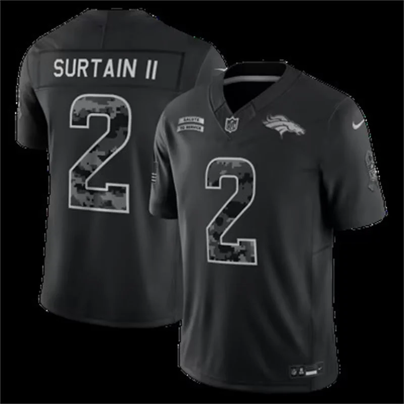 Mens Denver Broncos #2 Patrick Surtain II Black 2026 Salute to Service Limited Jersey