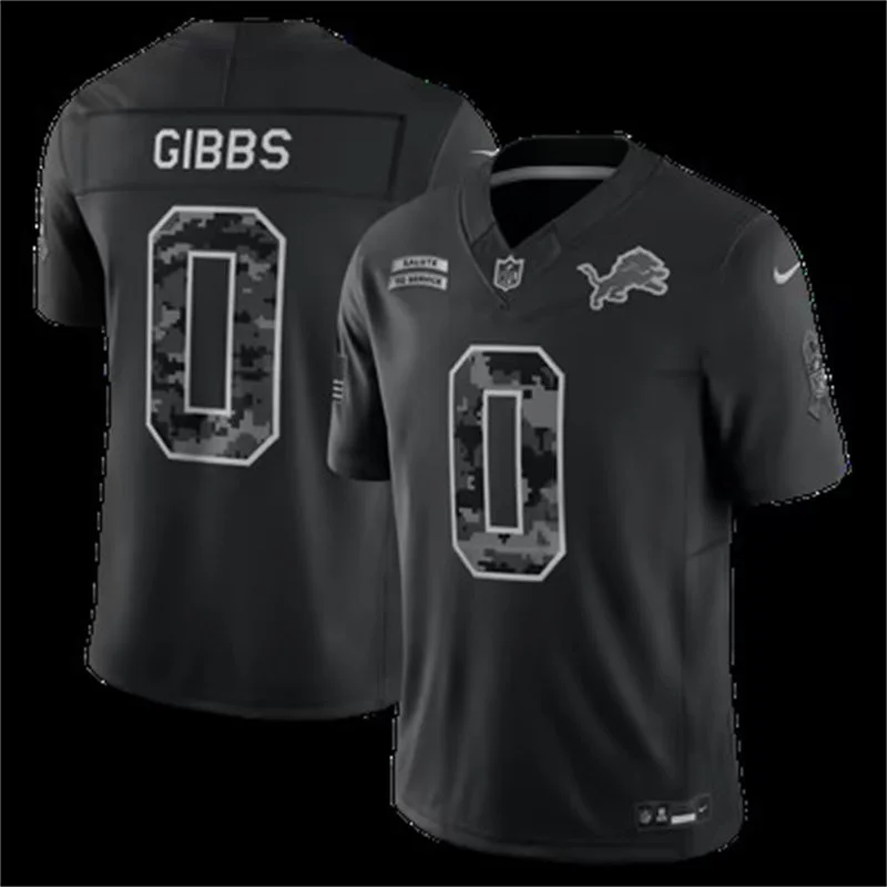 Mens Detroit Lions #0 Jahmyr Gibbs Black 2026 Salute to Service Limited Jersey 
