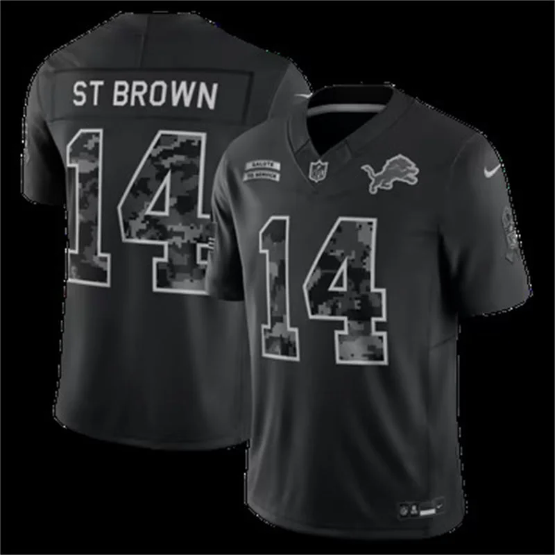 Mens Detroit Lions #14 Amon-Ra St. Brown Black 2026 Salute to Service Limited Jersey