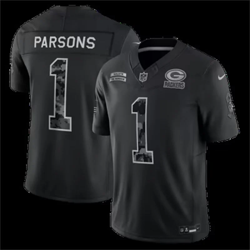 Mens Green Bay Packers #1 Micah Parsons Black 2026 Salute to Service Limited Jersey