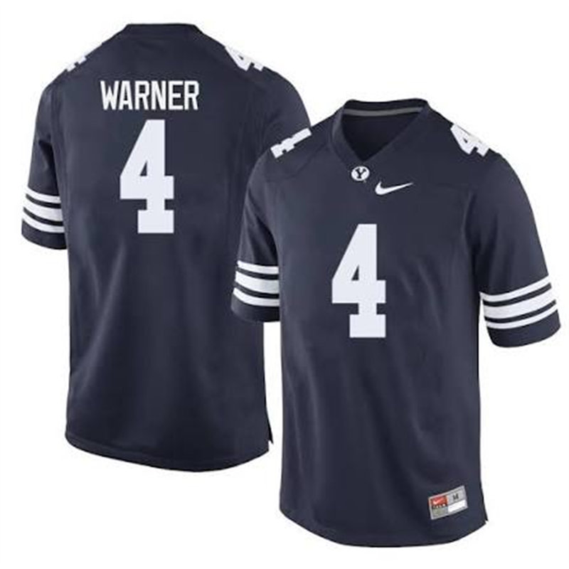 BYU Cougars #4 Fred Warner Navy College Football Game Jersey