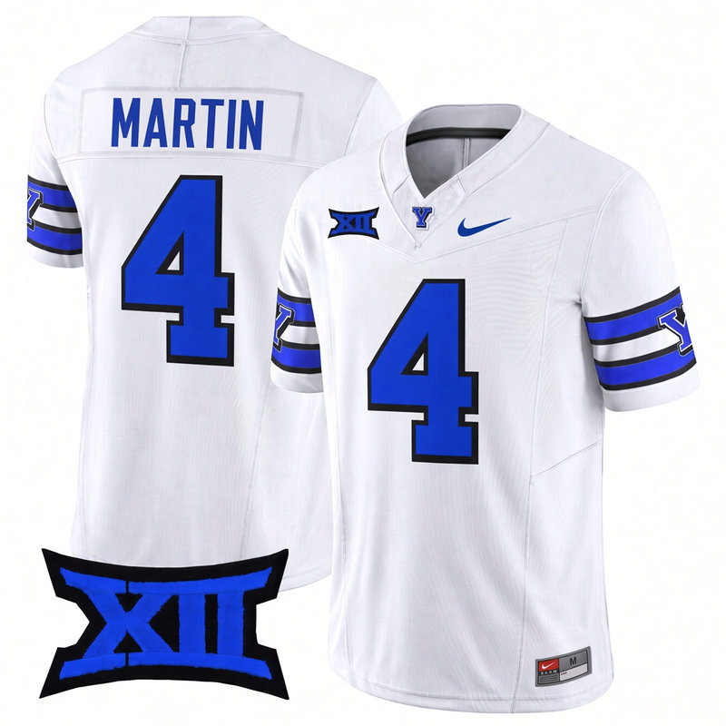 BYU Cougars #4 LJ Martin White 100Th Anniversary College Football Throwback Jersey