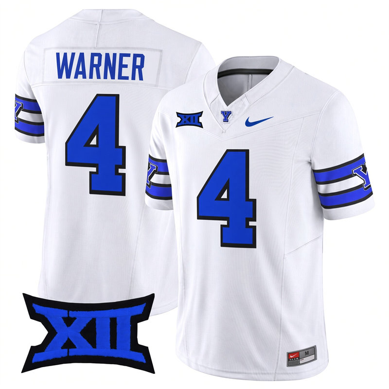 BYU Cougars #4 Fred Warner White 100Th Anniversary College Football Throwback Jersey BYU Cougars #4 Fred Warner White 100Th Anniversary College Football Throwback Jersey