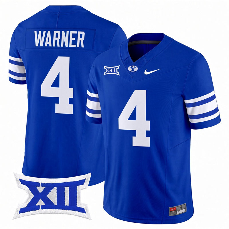 BYU Cougars #4 Fred Warner Royal College Football Game Jersey