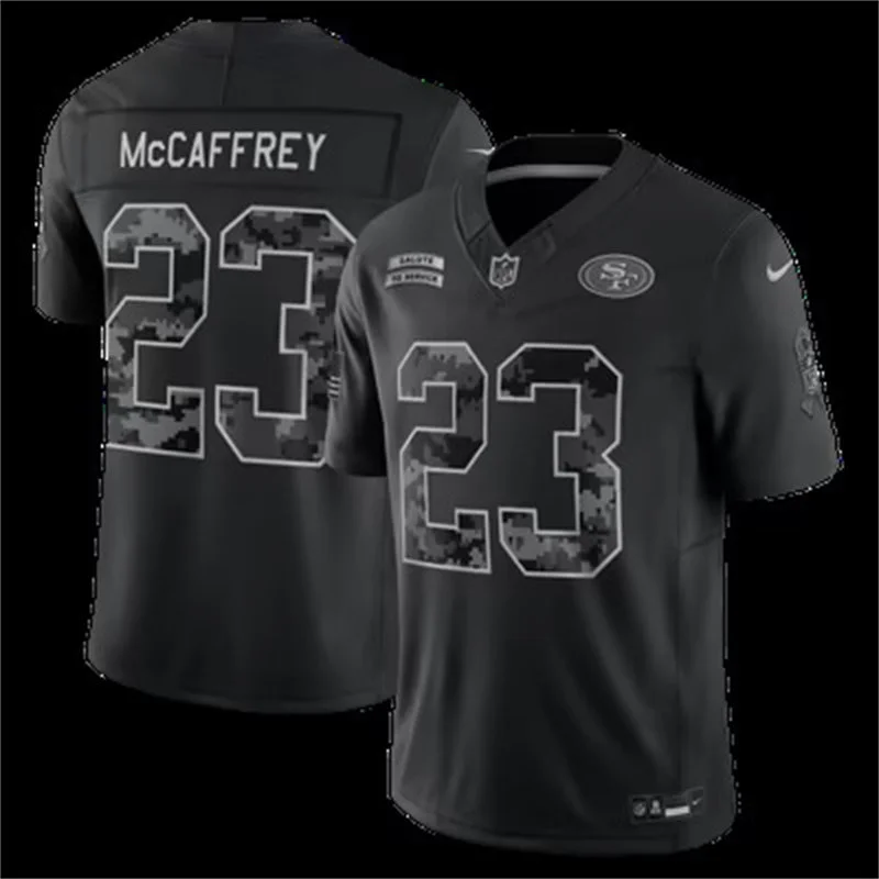 Mens San Francisco 49ers #23 Christian McCaffrey Black 2026 Salute to Service Limited Jersey