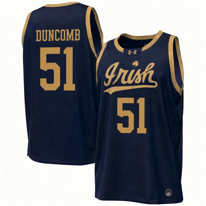 Notre Dame Fighting Irish #51 Logan Duncomb Navy Irish College Basketball Game Jersey