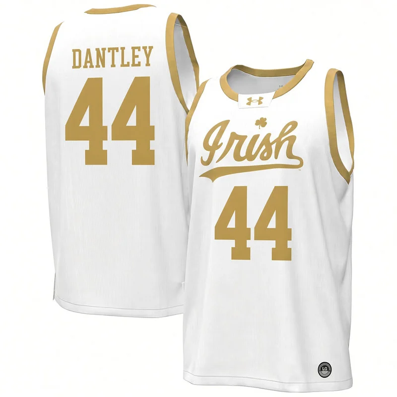 Notre Dame Fighting Irish Retired Player #44 Adrian Dantley White Gold Irish Basketball Game Jersey