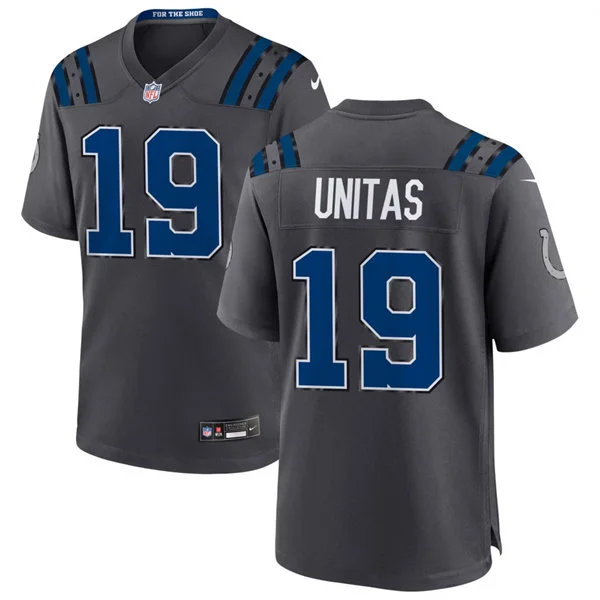 Mens Indianapolis Colts Retired Player #19 Johnny Unitas Anthracite 2026 F.U.S.E Rivalries Collection Limited Jersey