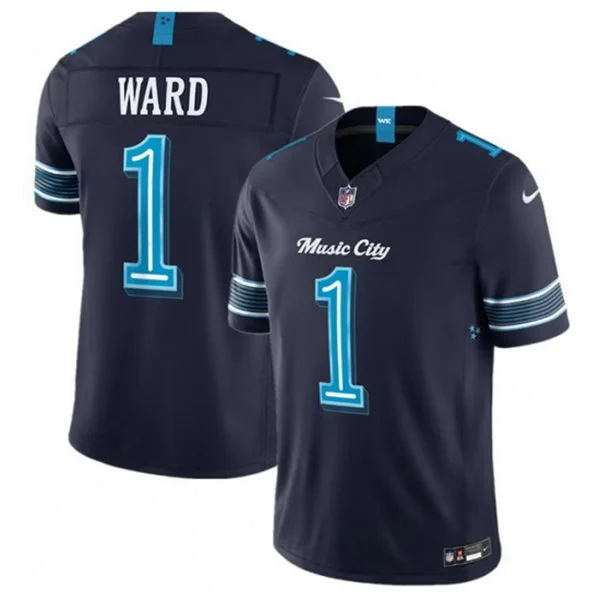 Mens Tennessee Titans #1 Cam Ward Navy 2026 F.U.S.E Rivalries Collection Limited Jersey