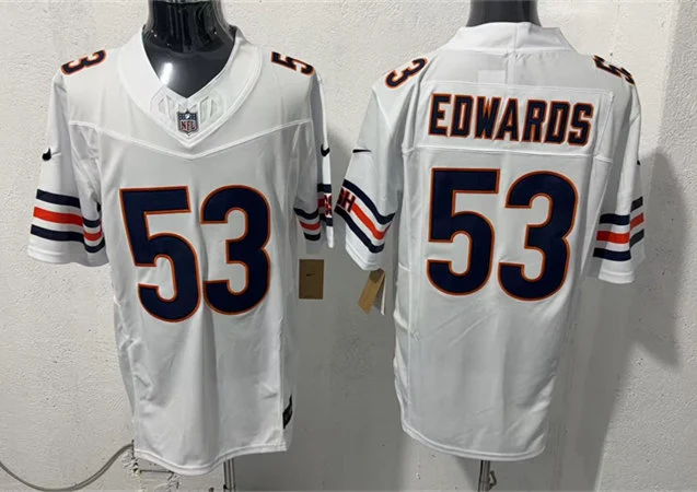 Mens Chicago Bears #53 T.J. Edwards Nike White Vapor F.U.S.E. Limited Jersey