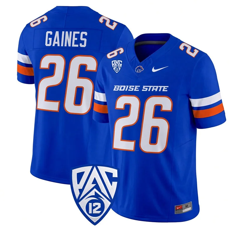 Boise State Broncos #26 Sire Gaines 2026 Pac-12 Royal College Football Game Jersey