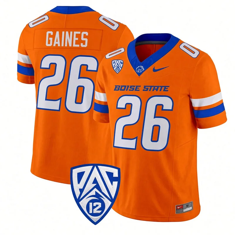 Boise State Broncos #26 Sire Gaines Nike 2026 Pac-12 Orange College Football Game Jersey