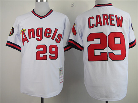 Men's California Angels #29 Rod Carew White Pullover Throwback Jersey