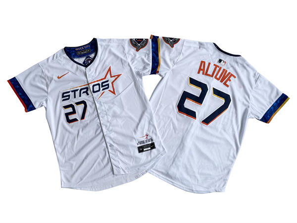 Mens Houston Astros #27 Jose Altuve Nike White 2025 City Connect Edition 2.0 Jersey