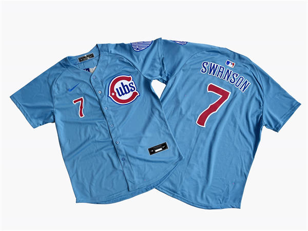 Mens Chicago Cubs #7 Dansby Swanson Nike Blue Alternate Limited Jersey