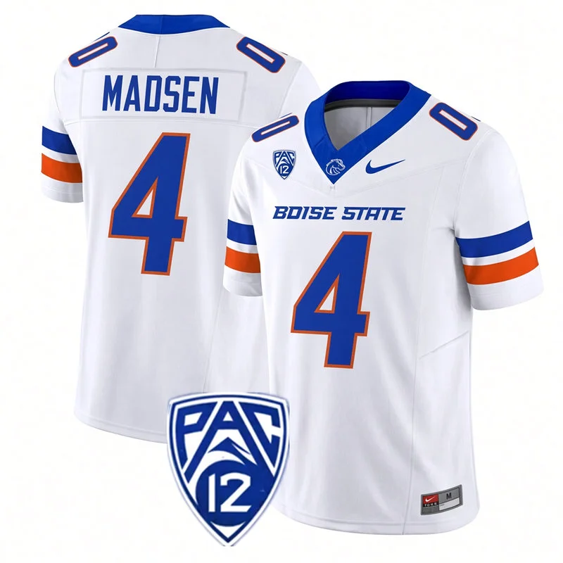 Boise State Broncos #4 Maddux Madsen Nike 2026 Pac-12 White College Football Game Jersey