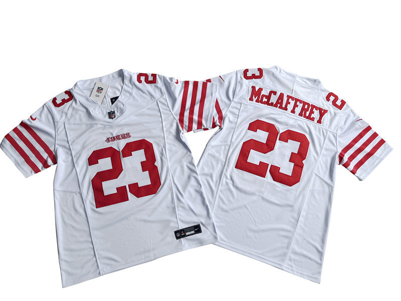 Men's San Francisco 49ers #23 Christian McCaffrey Nike Home White F.U.S.E. Vapor Limited Jersey