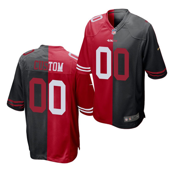 San Francisco 49ers Custom  Nike Red Black Split Two Tone Limited Jersey