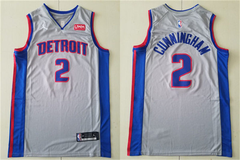 Mens Detroit Pistons #2 Cade Cunningham Jordan Gray Statement Edition Swingman Jersey