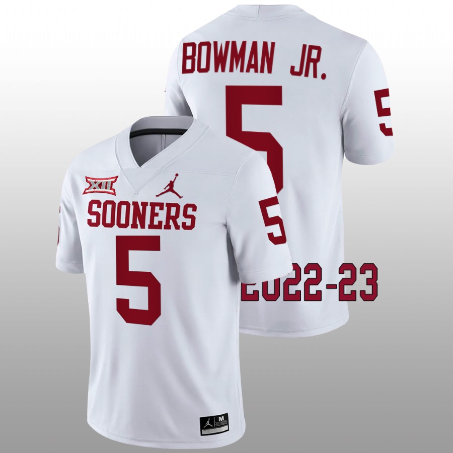 Mens Oklahoma Sooners #5 Billy Bowman White Jordan College Football Game Jersey