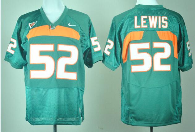 Men's Miami Hurricanes #52 Ray Lewis Nike Green NCAA College Throwback Football Jersey Men's Miami Hurricanes #52 Ray Lewis Nike Green NCAA College Throwback Football Jersey