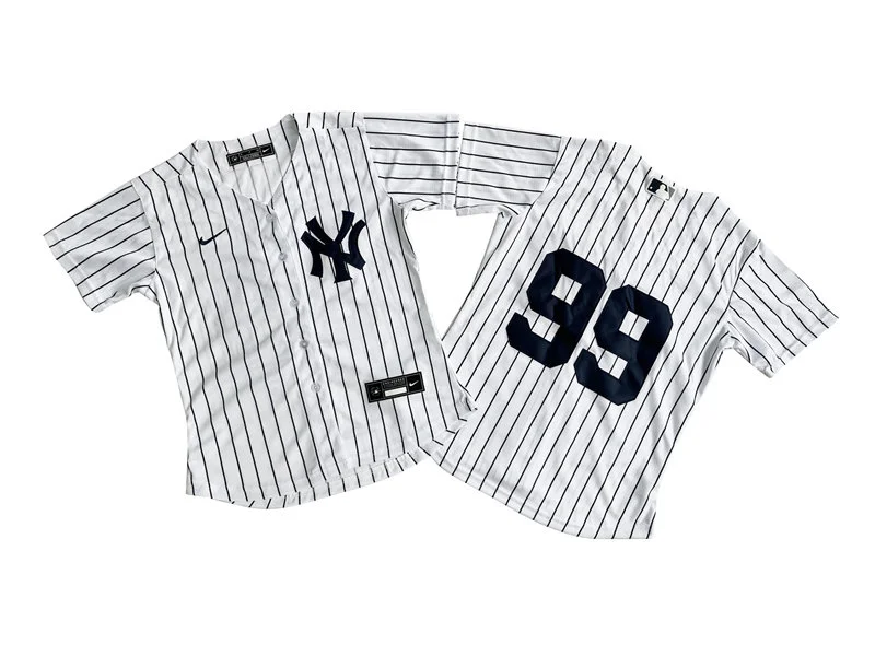 Womens New York Yankees #99 Aaron Judge Nike White Pinstripe Home Jersey
