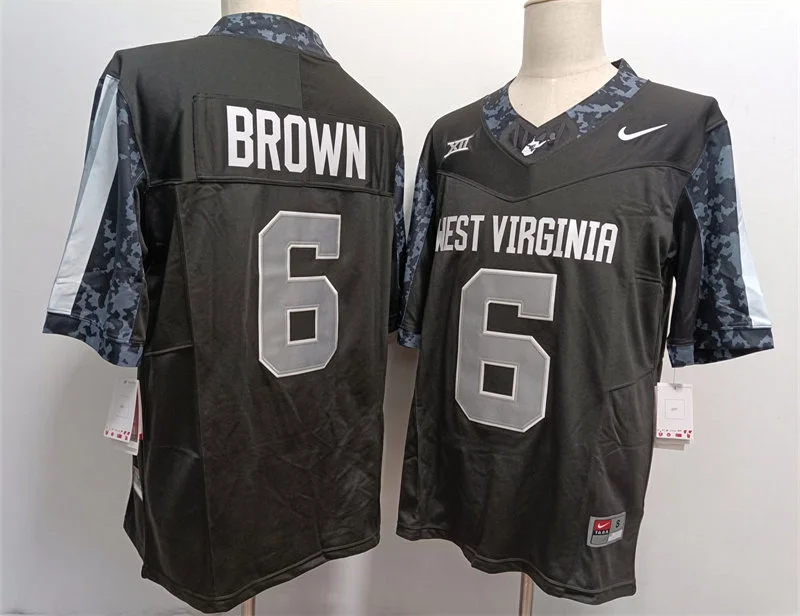 West Virginia Mountaineers #6 Max Brown 2025 BLACK ALTERNATE F.U.S.E. Limited Football Game Jersey