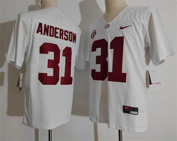 Men's Alabama Crimson Tide #31 Will Anderson Jr. Nike White College Game Football Jersey Men's Alabama Crimson Tide #31 Will Anderson Jr. Nike White College Game Football Jersey
