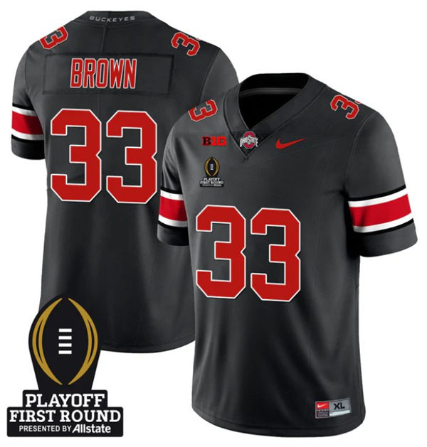Mens Ohio State Buckeyes #33 Devin Brown Blackout College Football Game Jersey