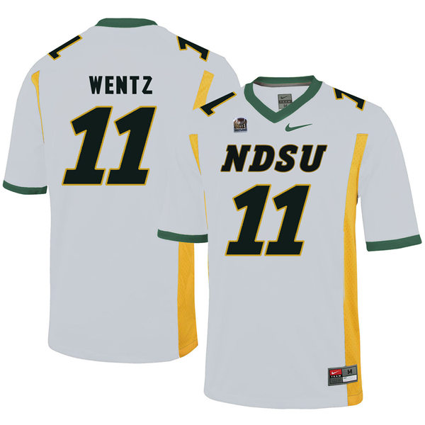 Men's North Dakota State Bison #11 Carson Wentz white Nike College Football Jersey -With Name