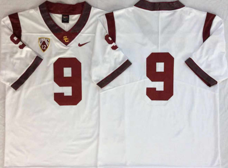 Men's USC Trojans #9 Kedon Slovis Nike White Without Name College Football Game Jersey