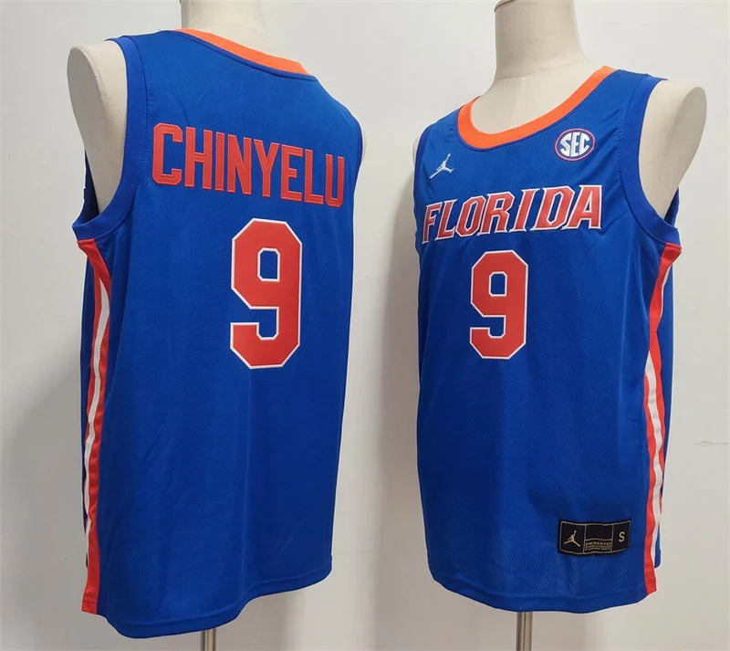 Mens Youth Florida Gators #9 Rueben Chinyelu 2025 Royal College Basketball Game Jersey